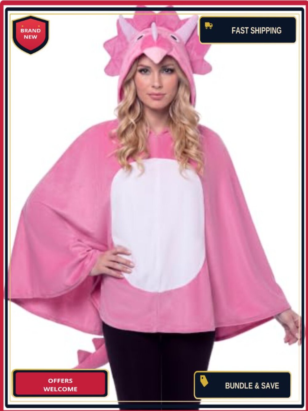Adult Dinosaur Costume Hooded Cape Polyester Halloween Cosplay